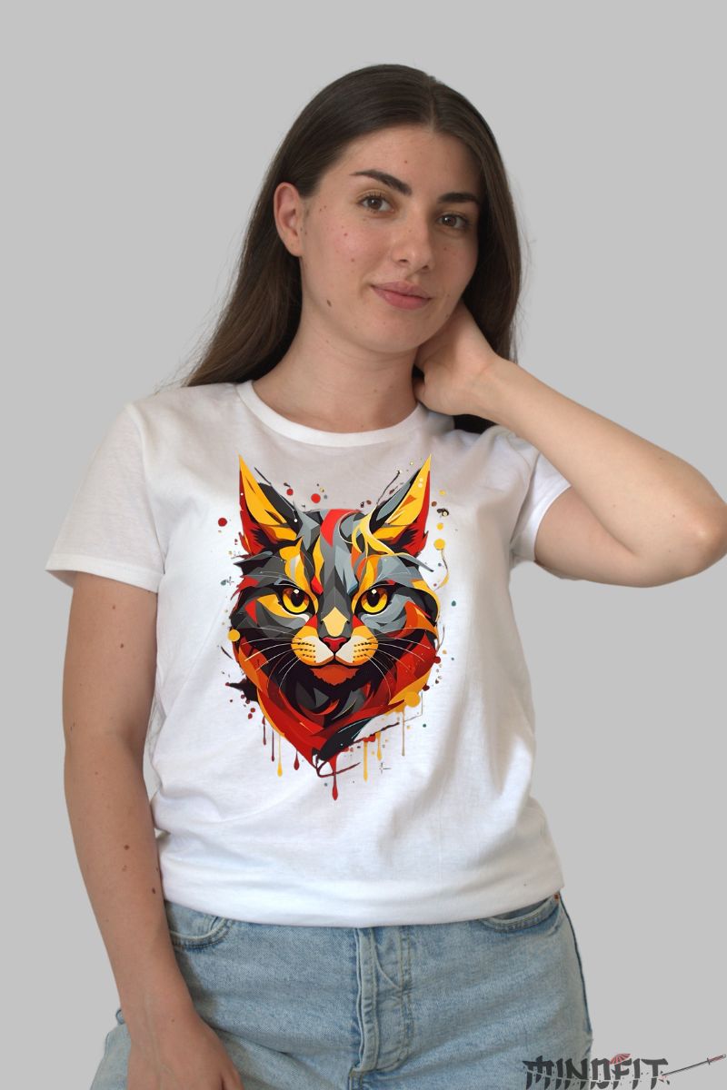 Tricou Grumpy Cat Mood dama alb fata