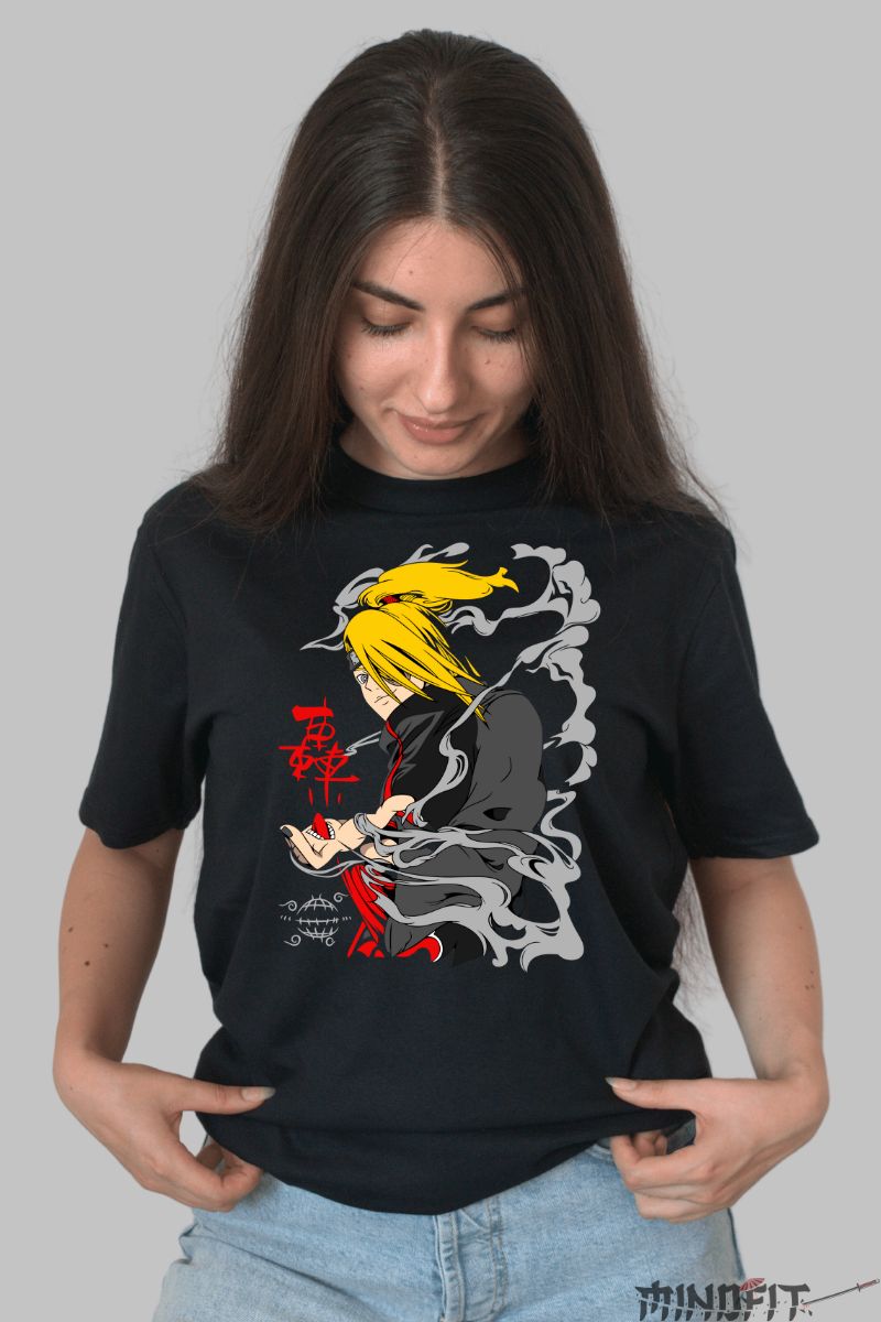 Tricou Naruto Deidara Hidden Magic dama negru fata