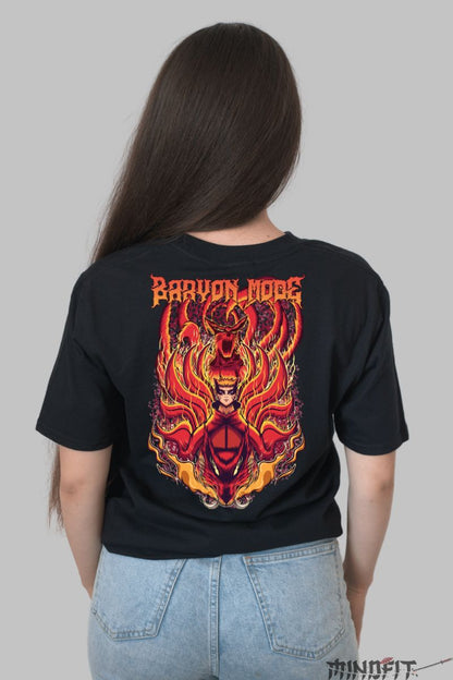 Tricou Naruto Flame Baryon dama negru spate