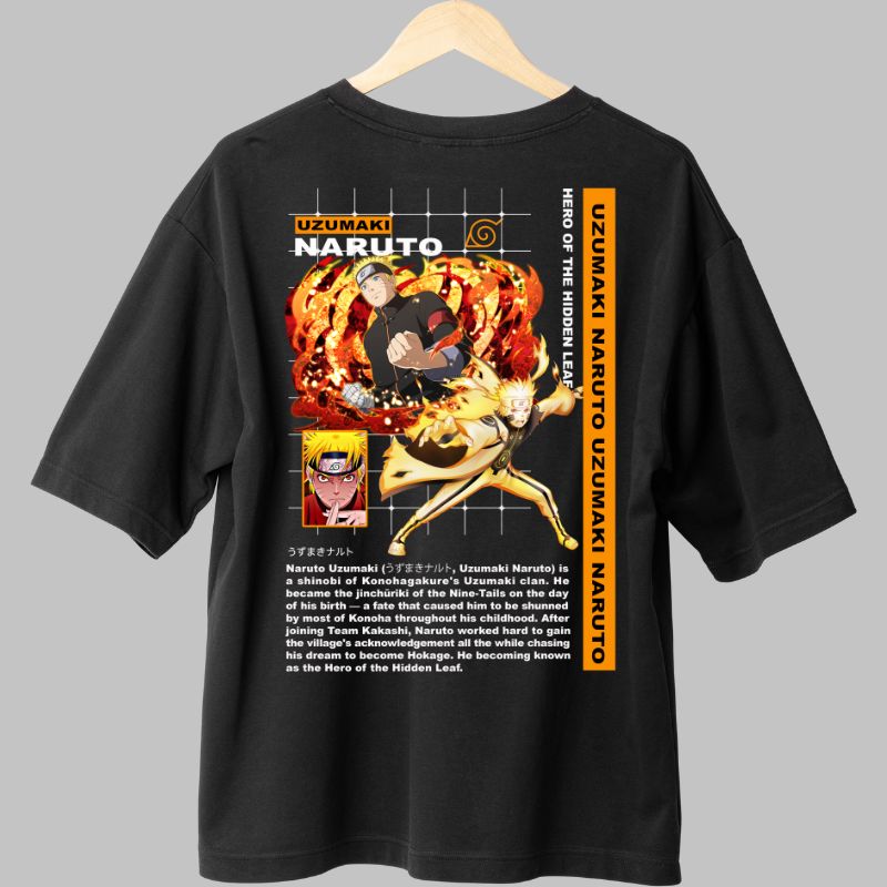 Tricou Naruto Hidden Leaf Hero negru spate