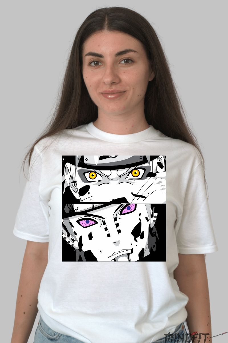 Tricou Naruto Hidden Powers dama alb fata