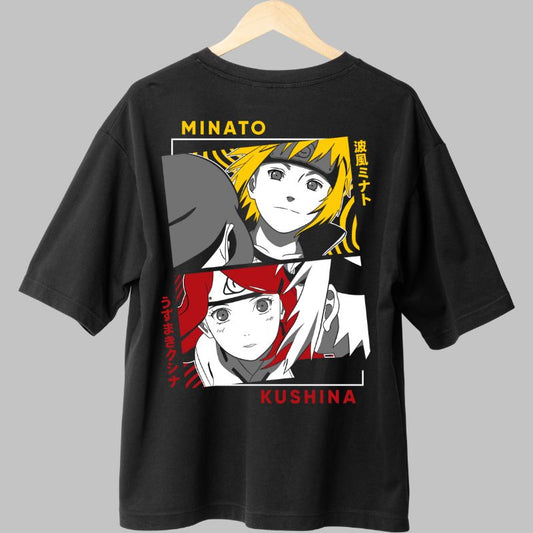 Tricou Naruto Minato vs Kushina negru spate