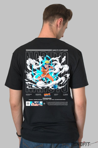 Tricou Naruto Powers barbat negru spate