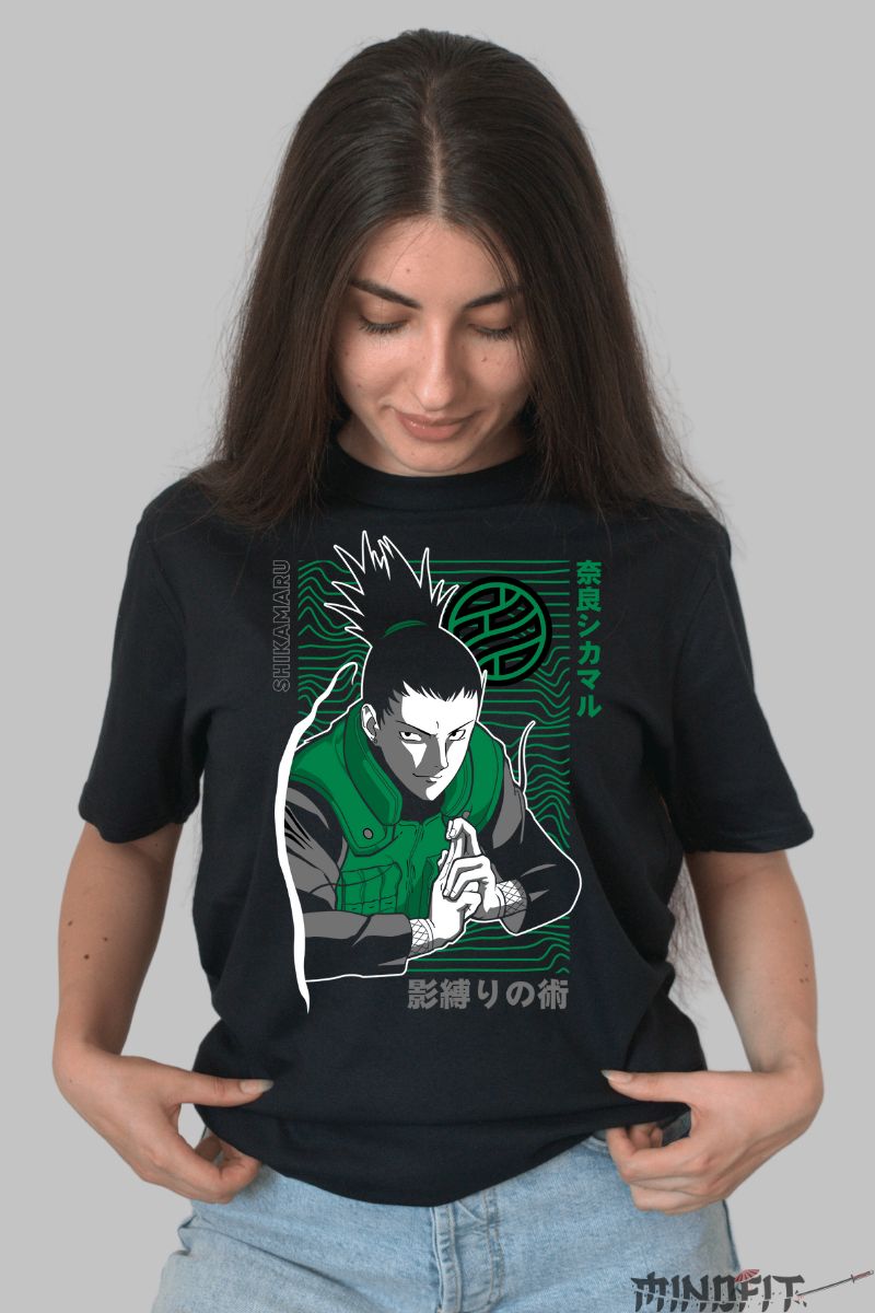 Tricou Naruto Shikamaru Binding Technique dama negru fata