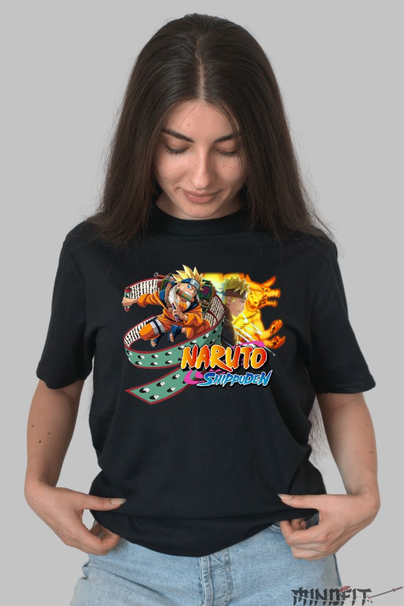 Tricou Naruto Shippuden Kurama Mode dama negru fata