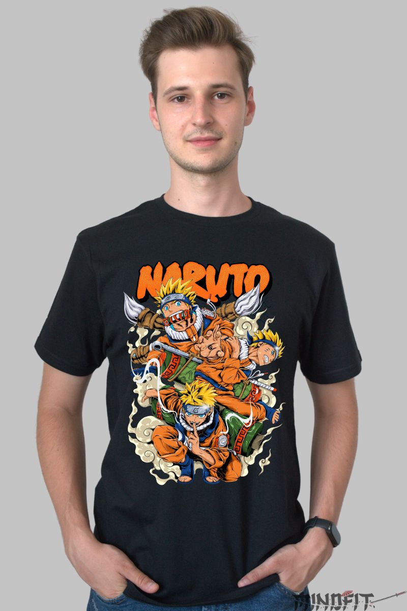 Tricou Naruto Unfiltered Energy barbat negru fata