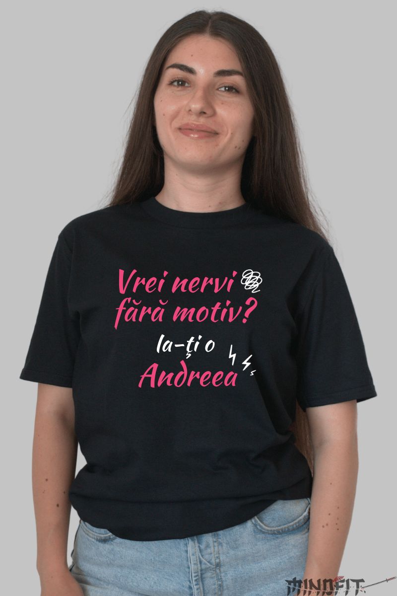 Tricou Personalizat Cu Nume - Vrei nervi fara motiv negru dama