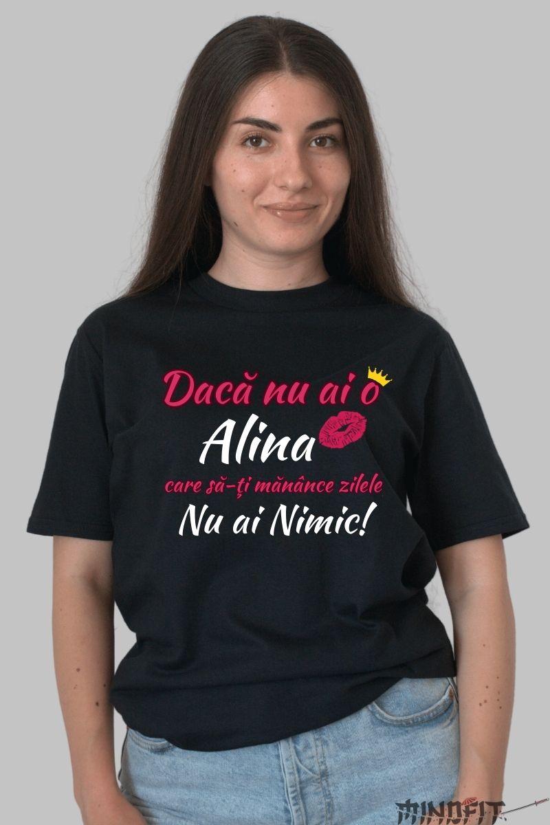 Tricou Personalizat Cu Nume dama negru fata