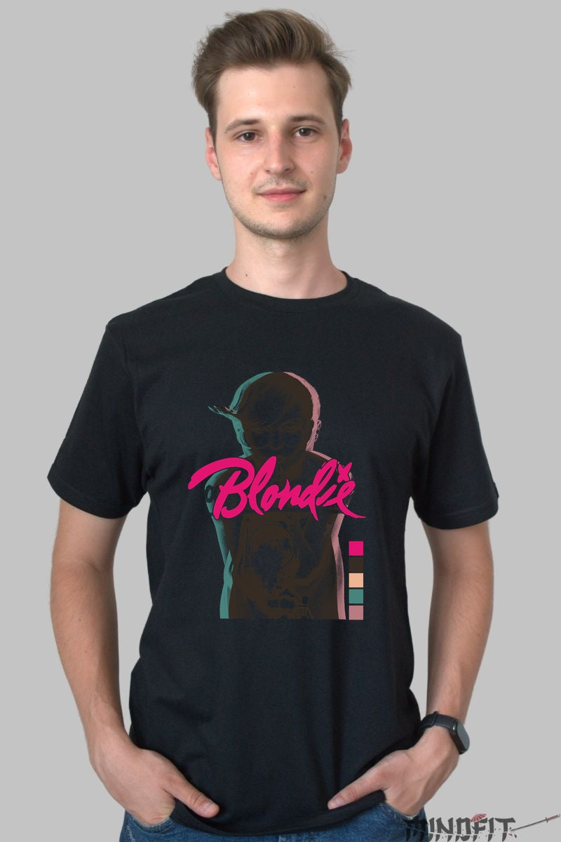 Tricou Rock Blondie Abstract Neon barbat negru