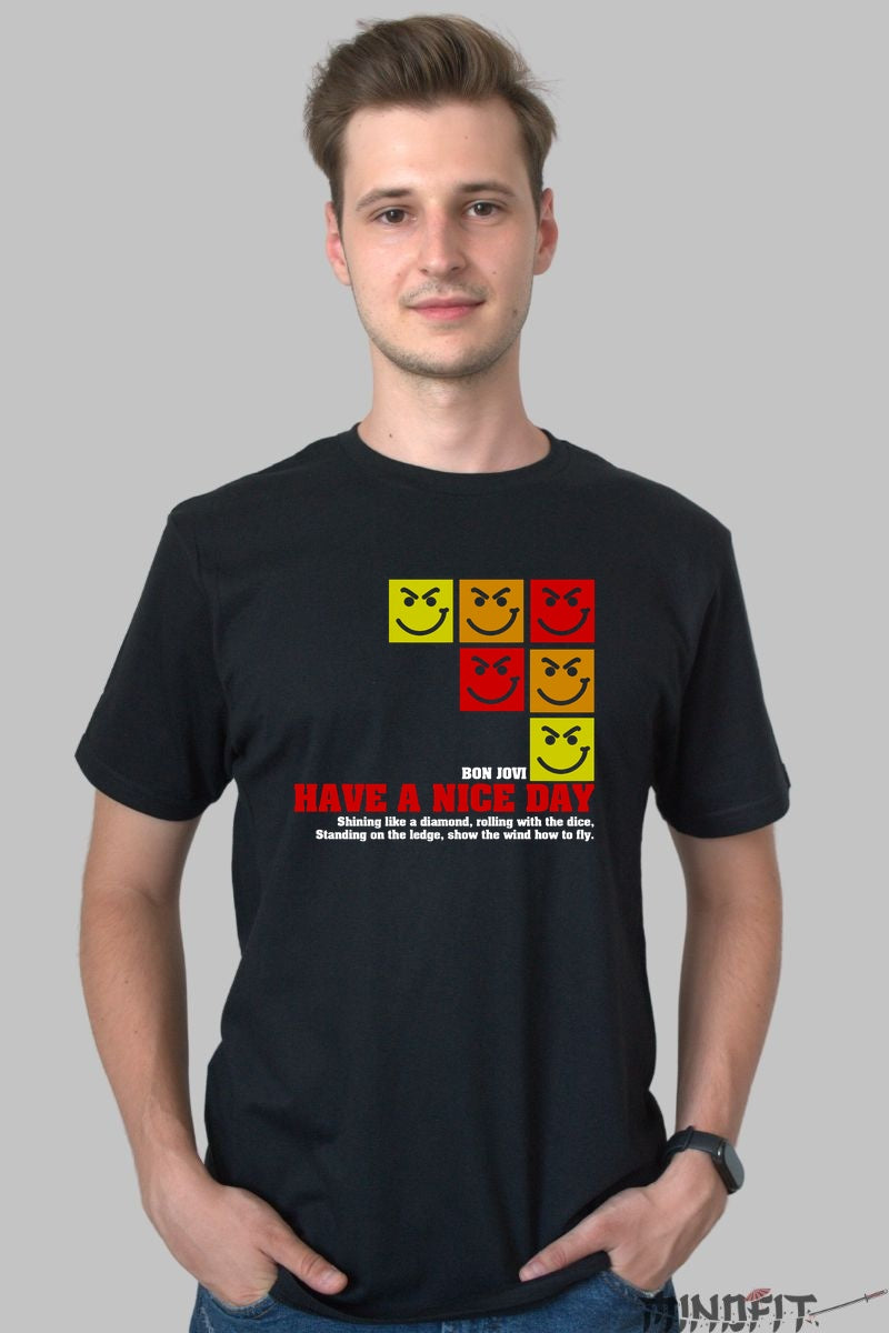 Tricou Rock Bon Jovi Have a Nice Day Color Blocks barbat negru