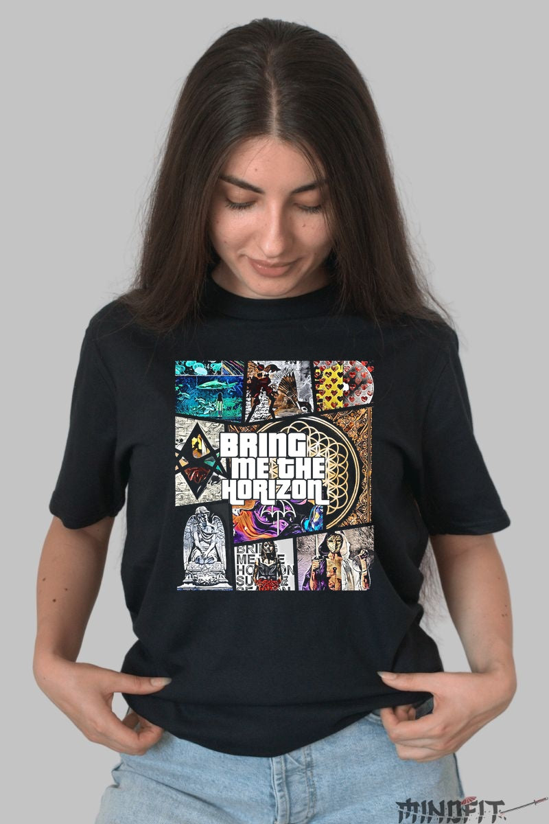 Tricou Rock Bring Me The Horizon Art Collage dama negru