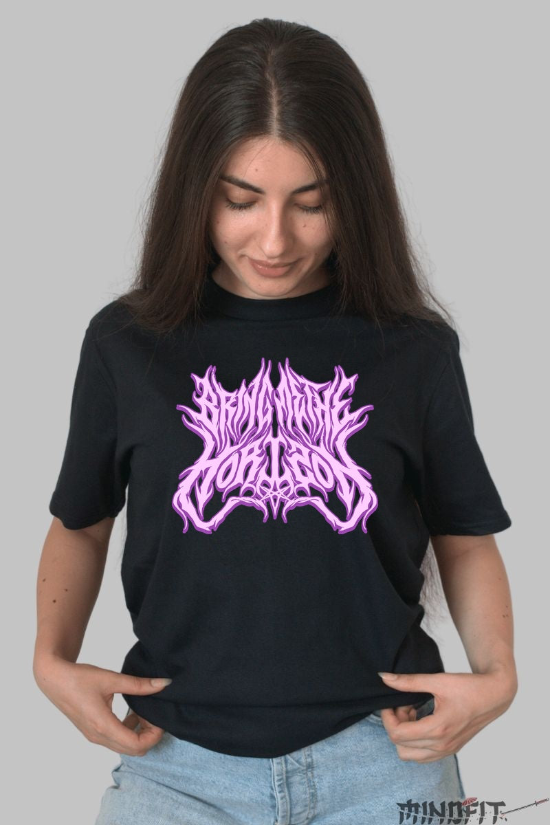 Tricou Rock Bring Me The Horizon Neon Logo dama negru