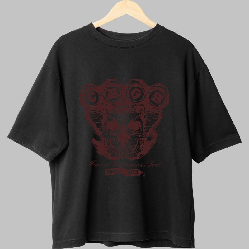 Tricou Rock CBGB Dark Skull fata negru