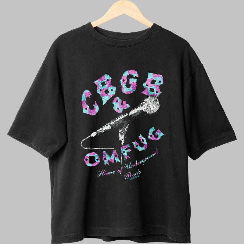 Tricou Rock CBGB Mic Check fata negru