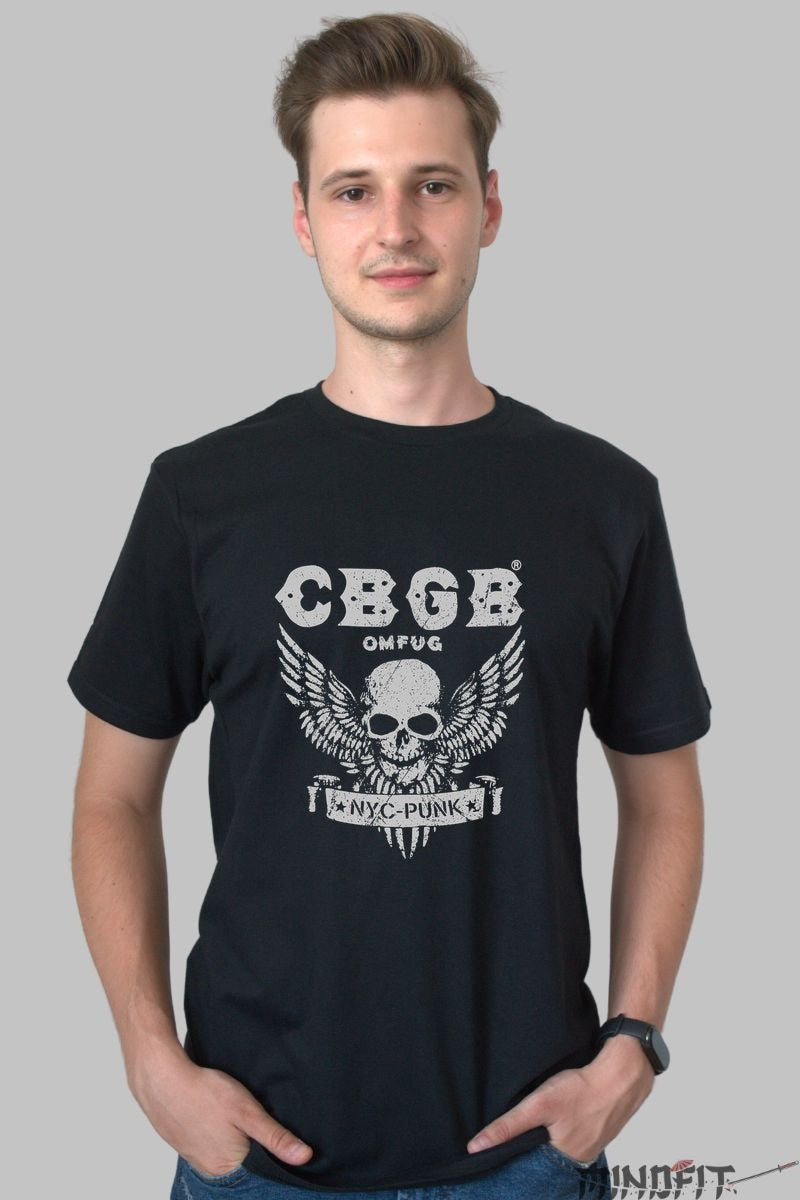 Tricou Rock -CBGB Skull Punk barbat negru