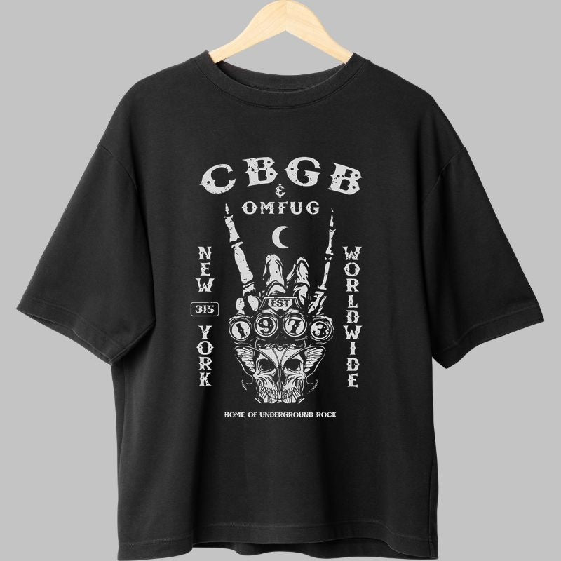 Tricou Rock -CBGB Worldwide Skull fata negru