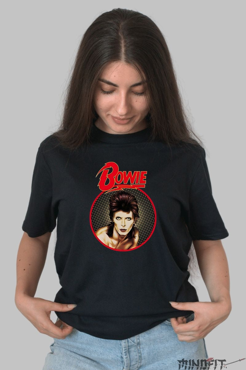 Tricou Rock David Bowie Iconic Portrait dama negru