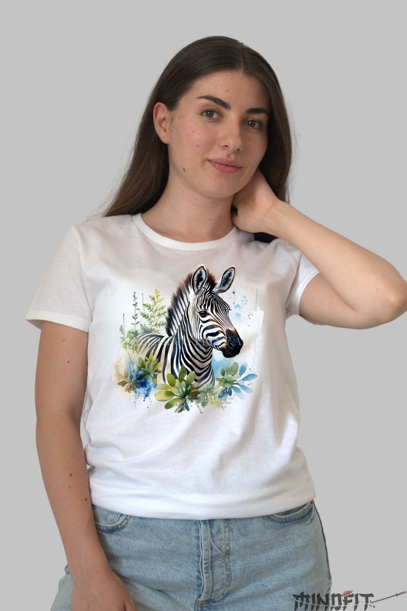 Tricou Zebra in Natura dama alb fata