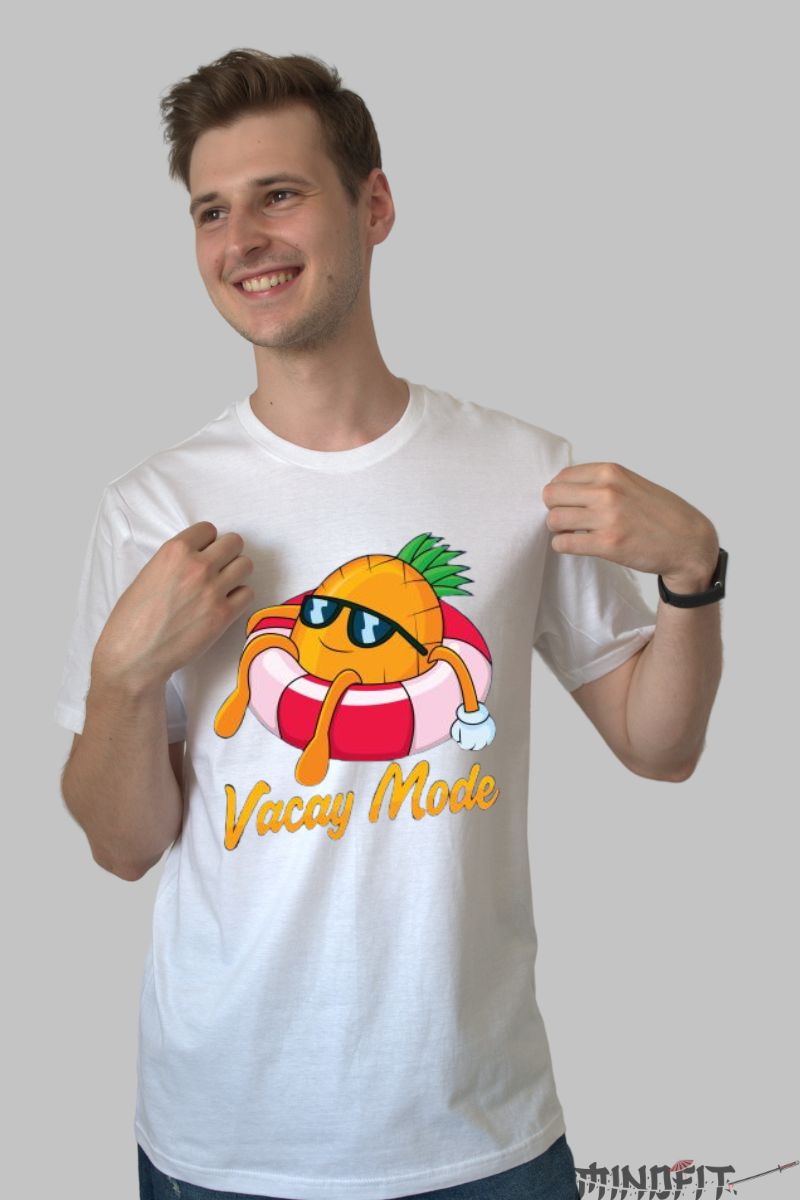 Tricou cu Ananas Vacay Mode barbat alb fata