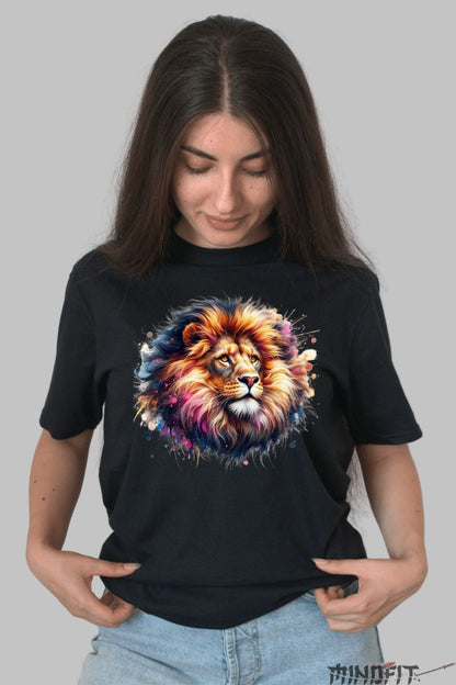 Tricou cu Leu Feeric dama negru fata