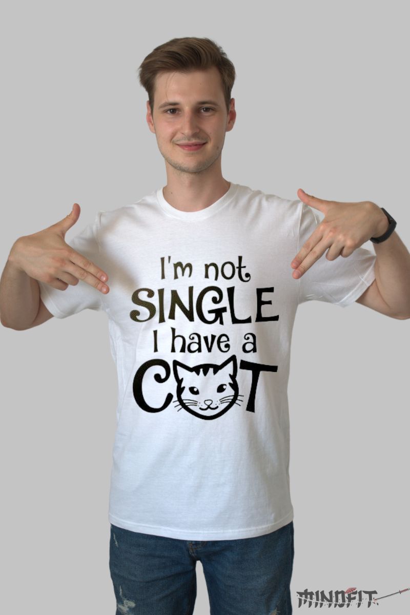 Tricou Cu Pisici barbat alb fata