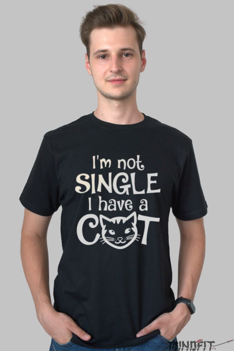 Tricou Cu Pisici barbat negru fata