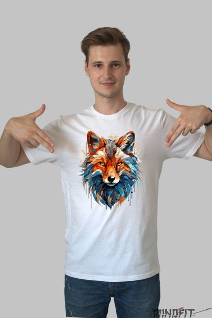 Tricou cu Vulpe Magica barbat alb fata