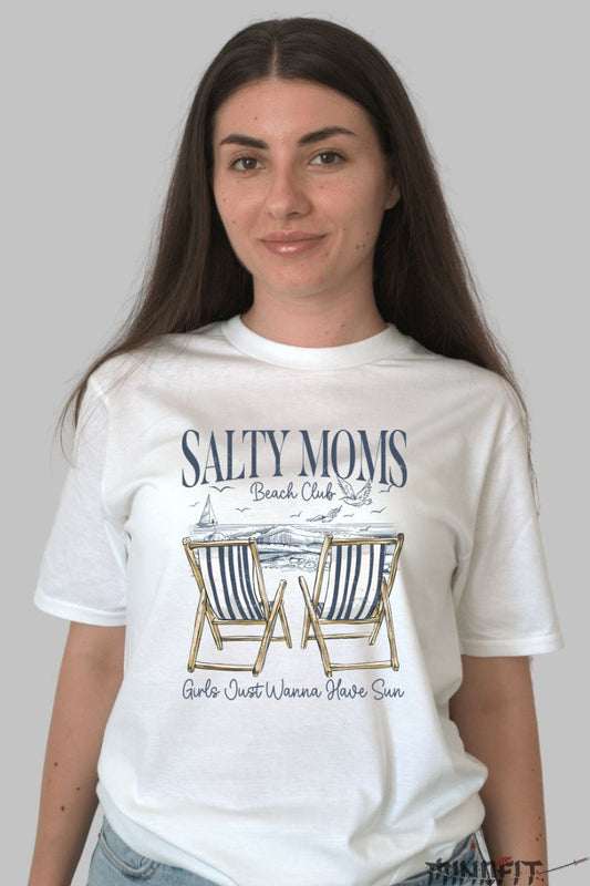 Tricou de Vara Salty Moms Beach Club dama alb fata