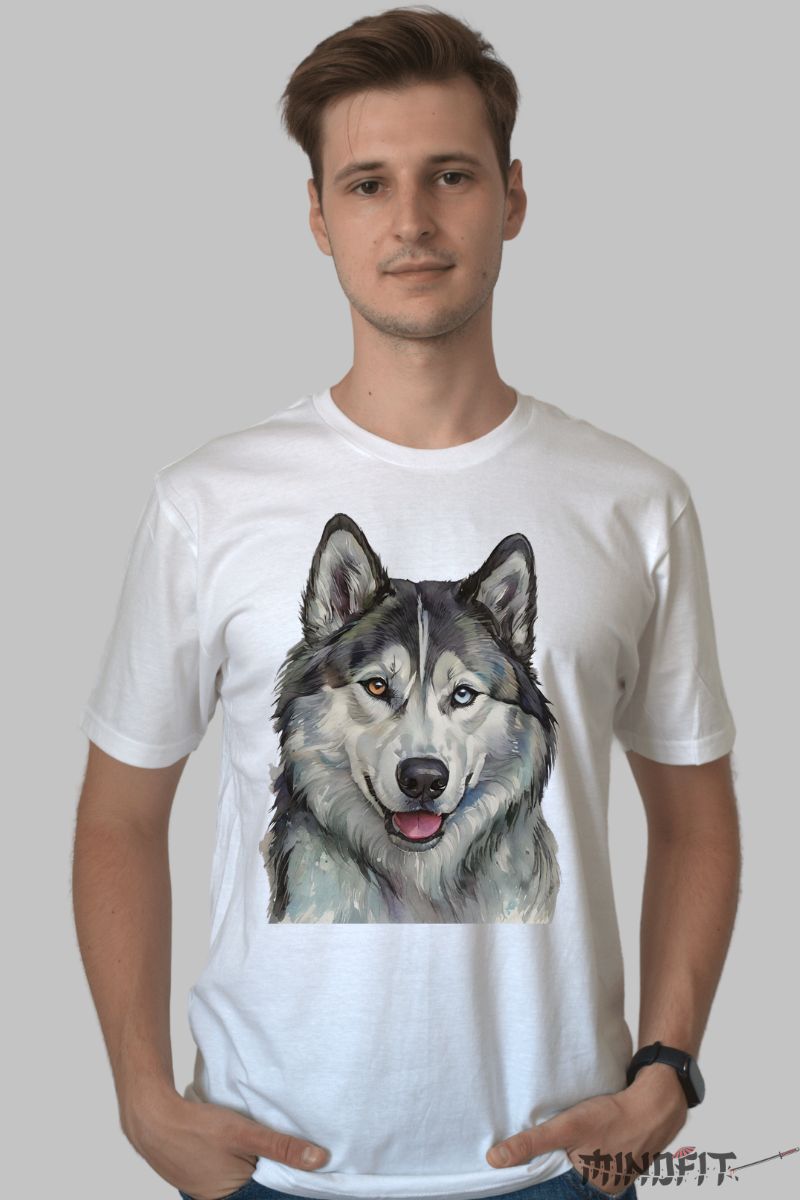Tricou caine husky barbat alb