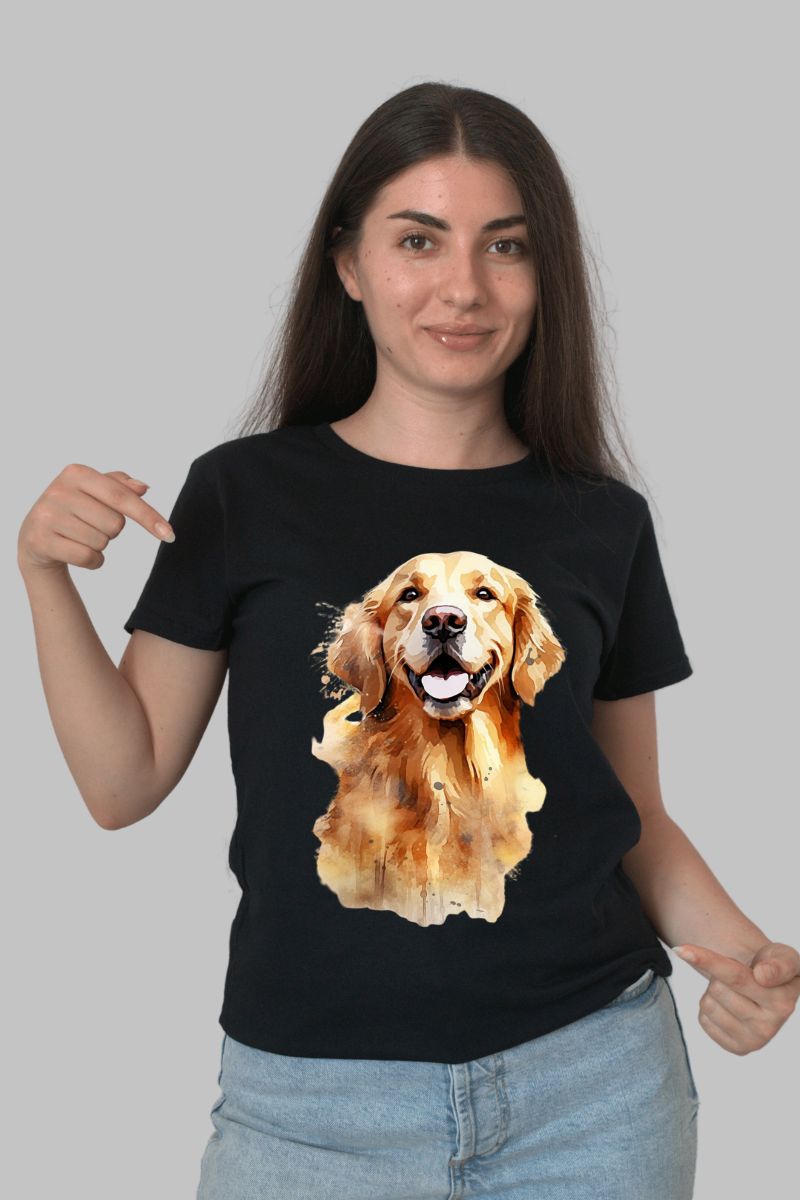 Tricou personalizat Caine Labrador Golden dama negru
