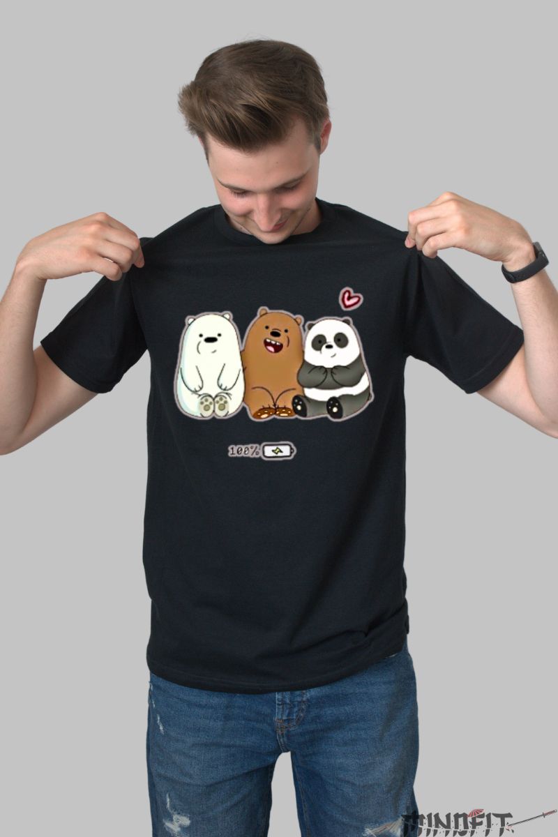 Tricou bear friends barbat negru fata