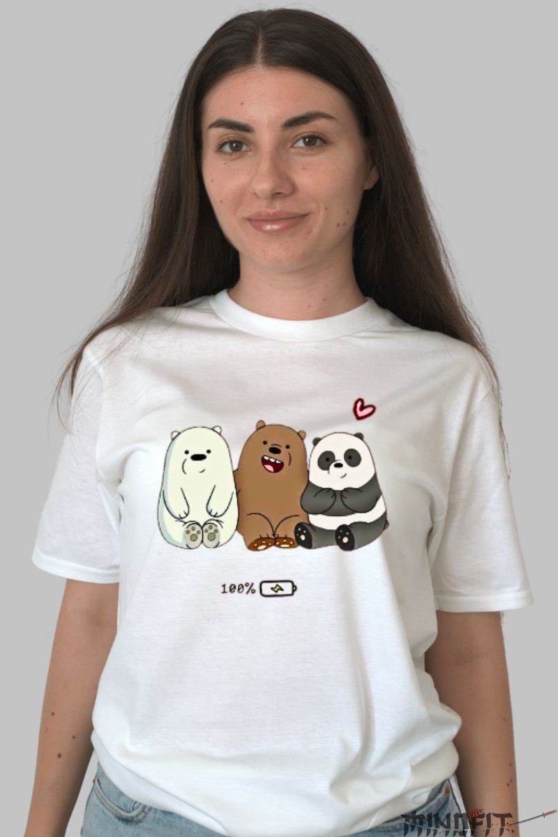 Tricou bear friends dama alb fata