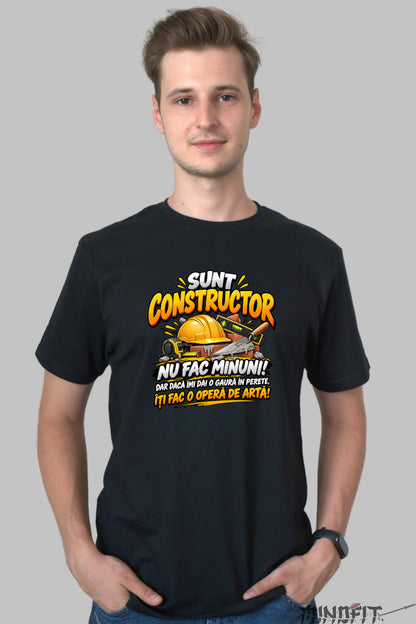 Tricou Amuzant - Constructor Nu Fac Minuni barbat negru