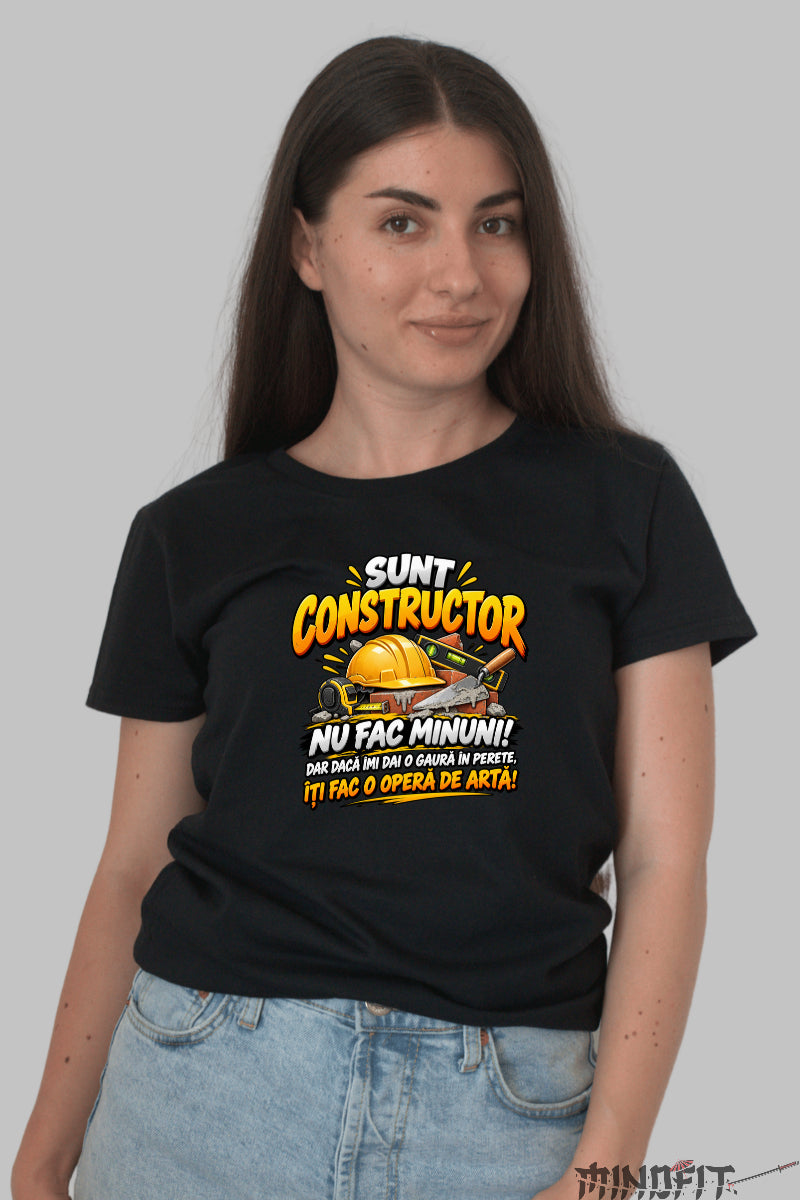 Tricou Amuzant - Constructor Nu Fac Minuni dama negru