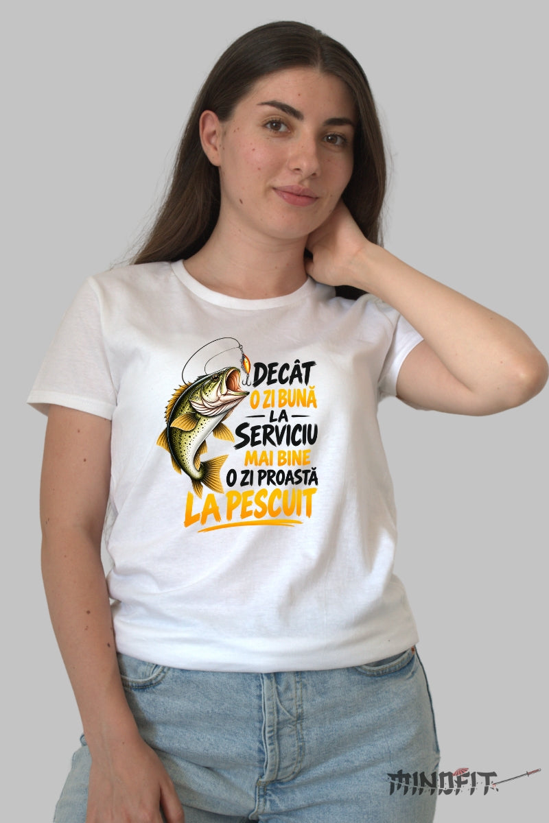 Tricou Amuzant - Decat O Zi Buna La Serviciu dama alb
