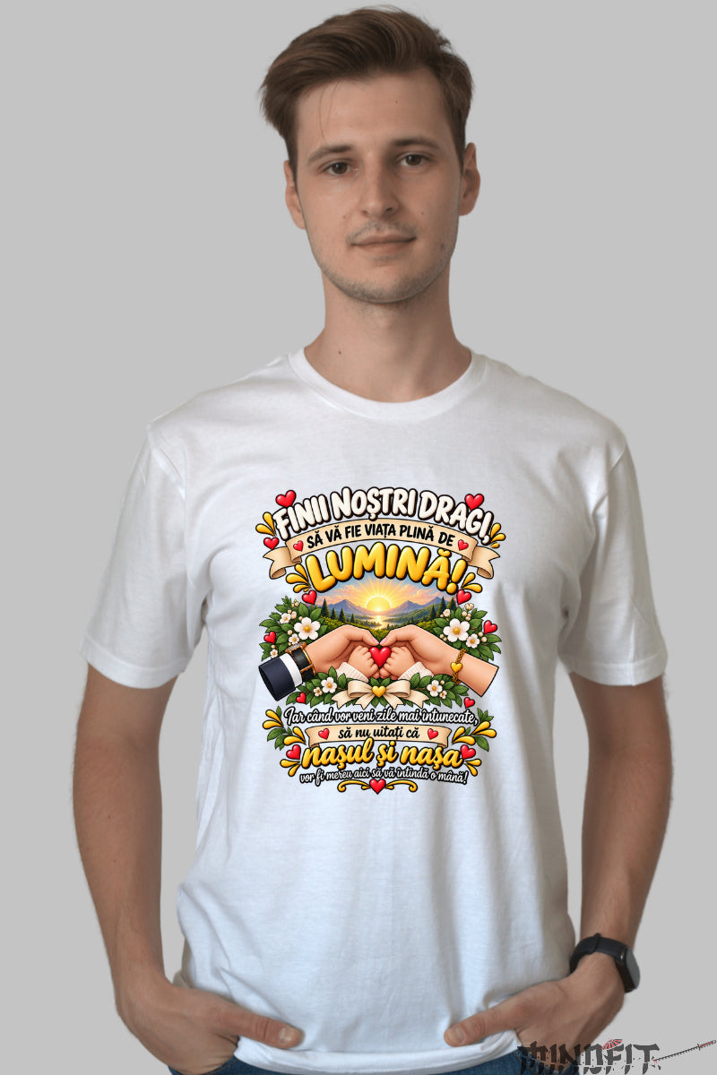 Tricou Amuzant - Finii Nostri Dragi Sa Va Fie Viata Plina De Lumina barbat alb