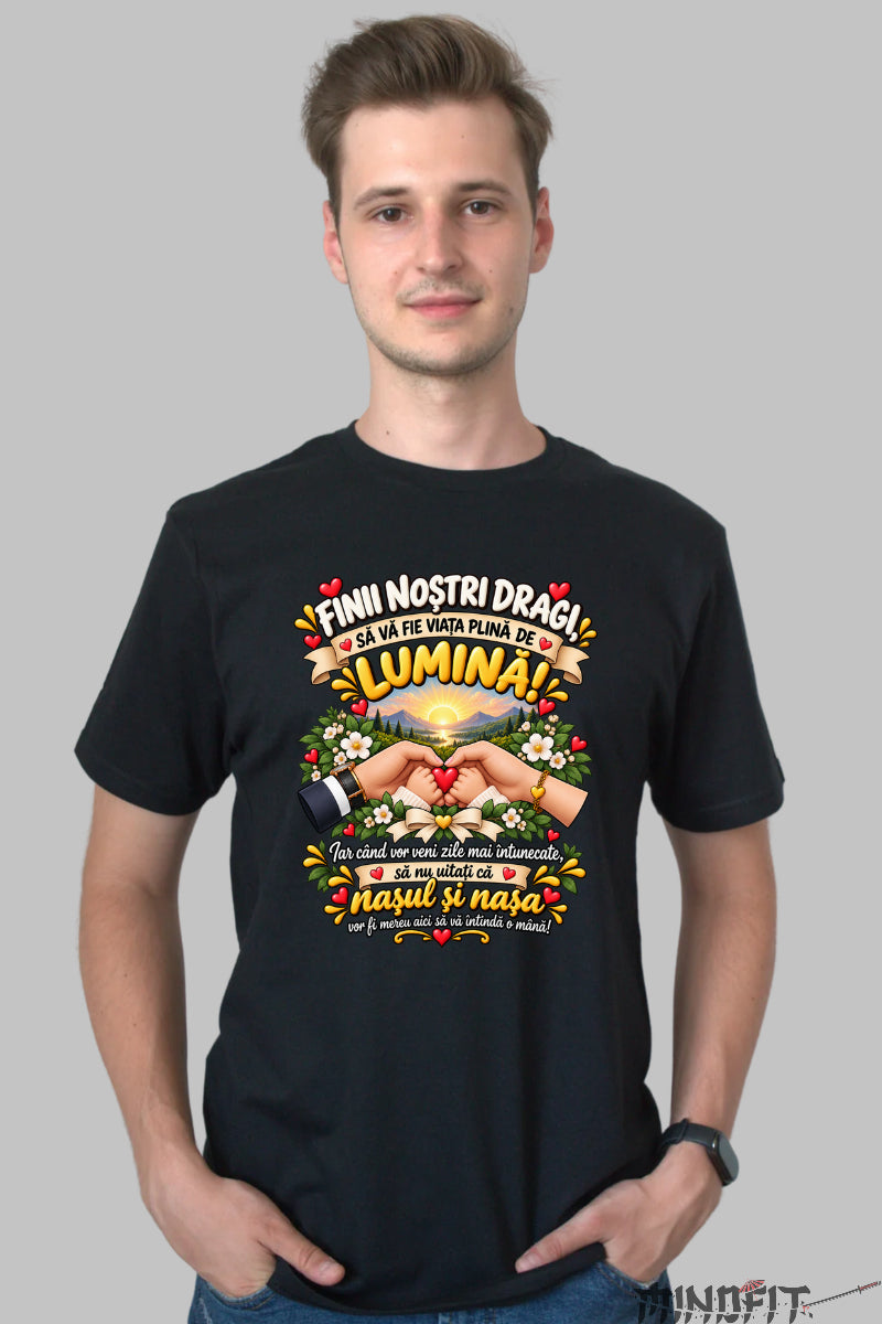Tricou Amuzant - Finii Nostri Dragi Sa Va Fie Viata Plina De Lumina barbat negru