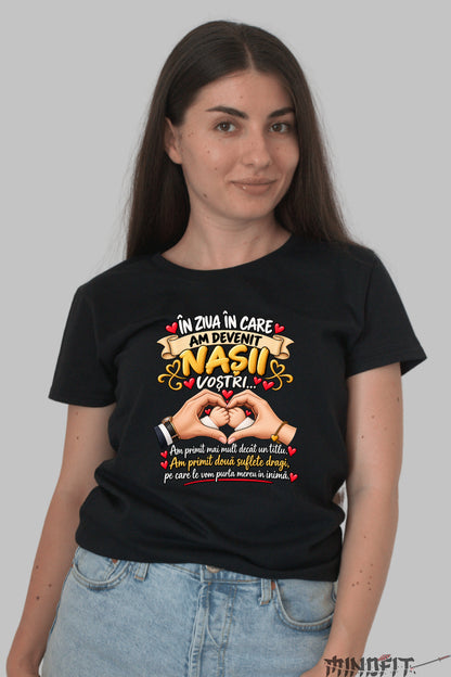 Tricou Amuzant - In Ziua In Care Am Devenit Nasii Vostri dama negru
