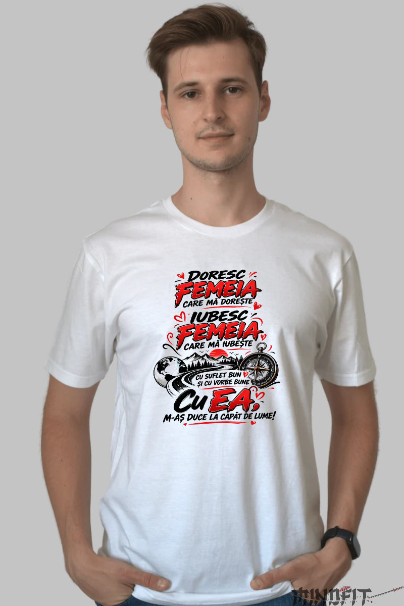 Tricou Amuzant - Iubesc Femeia Care Ma Iubeste barbat alb
