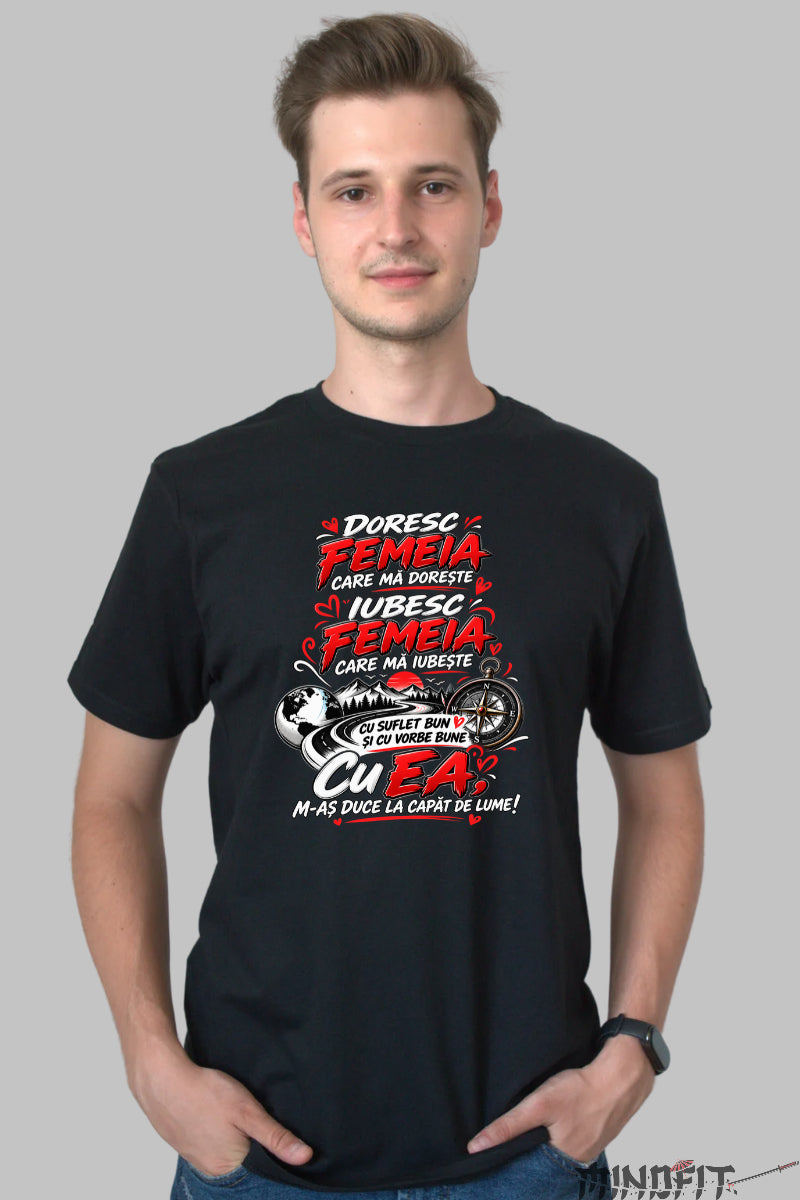 Tricou Amuzant - Iubesc Femeia Care Ma Iubeste barbat negru