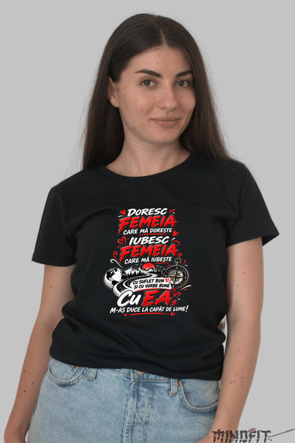 Tricou Amuzant - Iubesc Femeia Care Ma Iubeste dama negru
