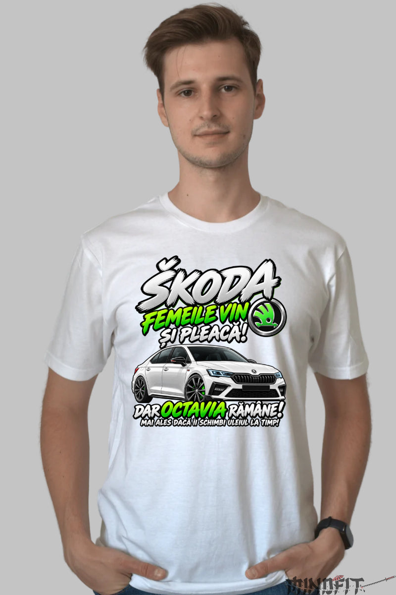 Tricou Amuzant - Skoda Femeile Vin si Pleaca barbat alb