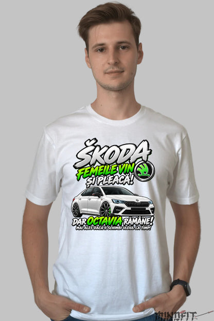 Tricou Amuzant - Skoda Femeile Vin si Pleaca barbat alb