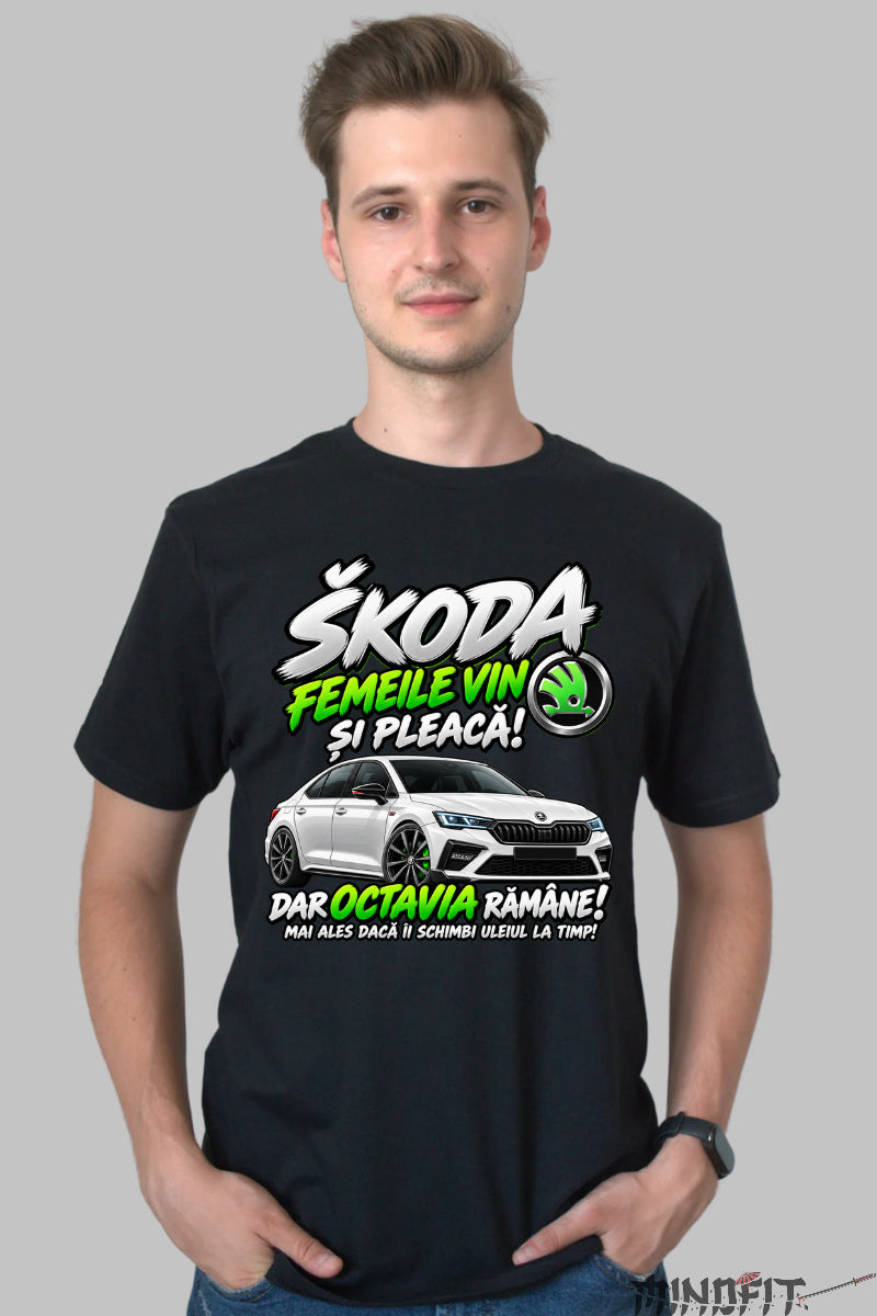 Tricou Amuzant - Skoda Femeile Vin si Pleaca barbat negru