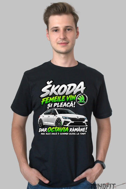 Tricou Amuzant - Skoda Femeile Vin si Pleaca barbat negru