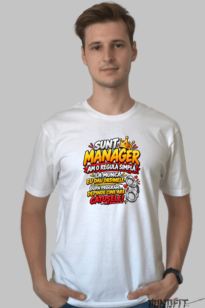 Tricou Amuzant - Sunt Manager Am O Regula Simpla barbat alb