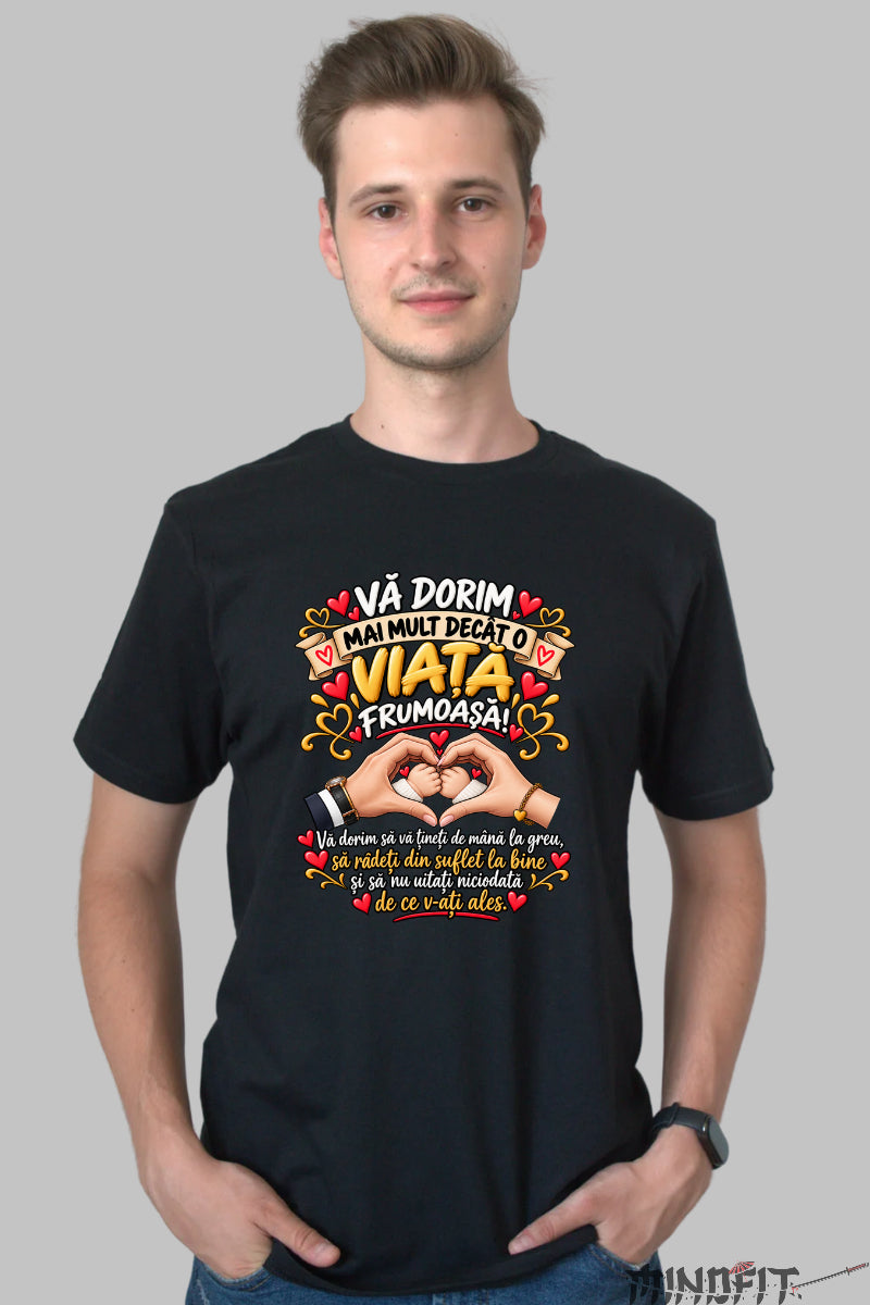 Tricou Amuzant - Va Dorim Mai Mult Decat O Viata Frumoasa barbat negru