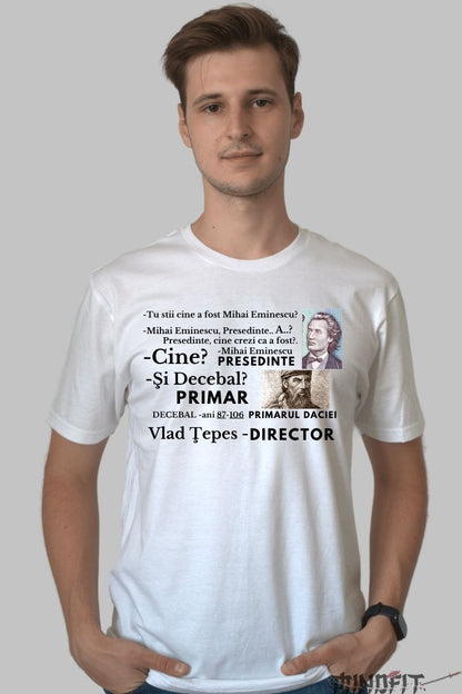 Tricou Amuzant Istoric Barbat Alb Fata