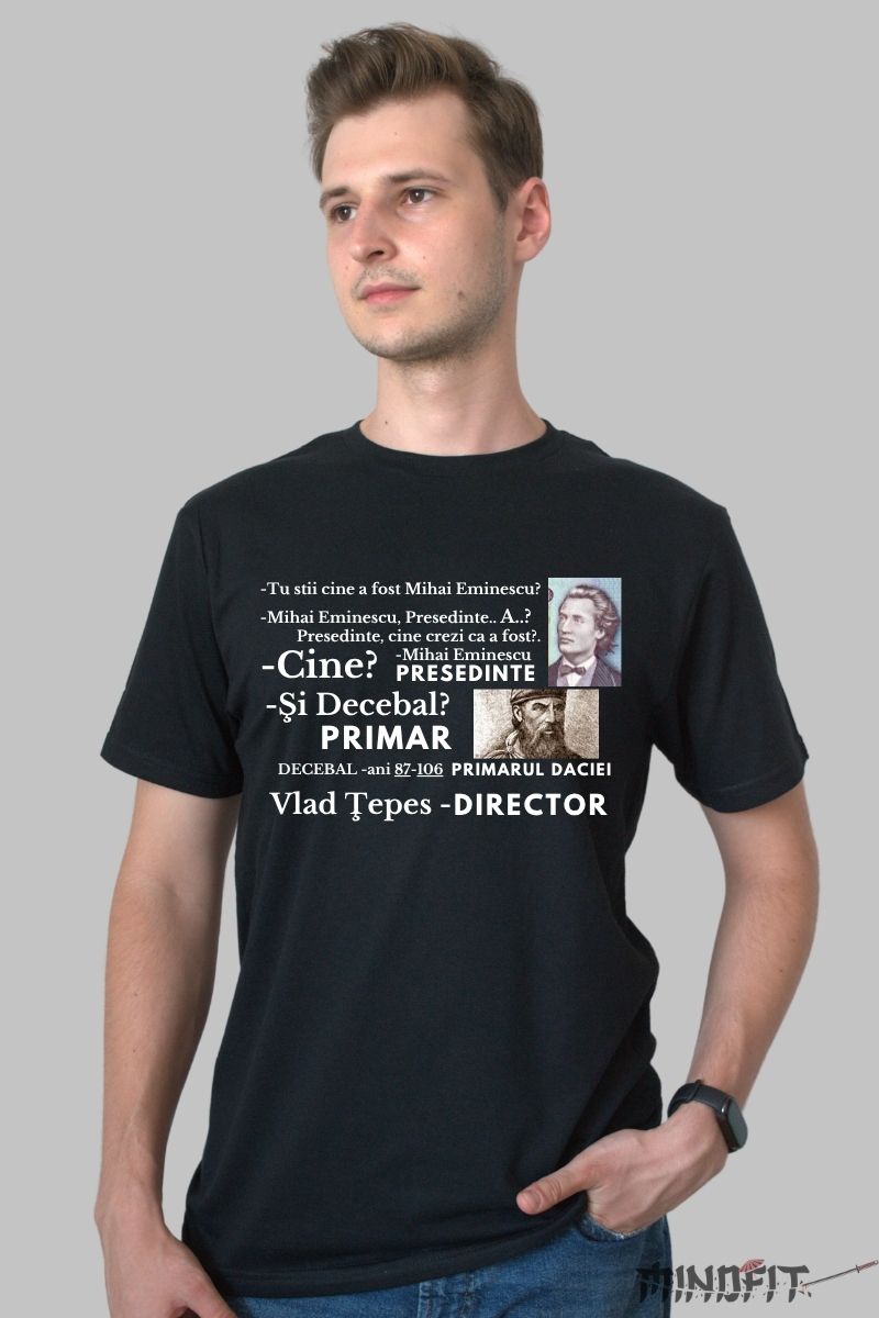 Tricou Amuzant Istoric Barbat Negru Fata