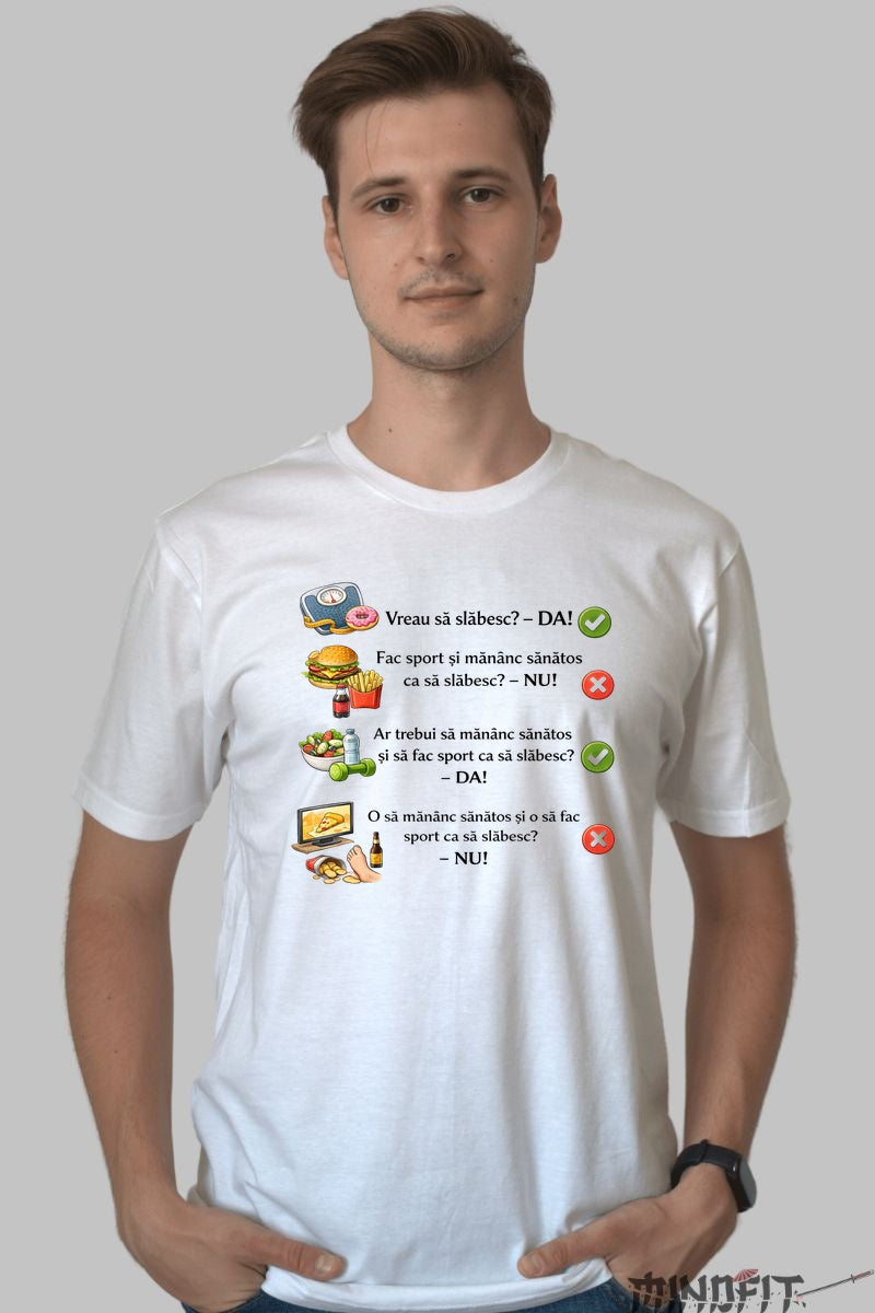 Tricou Amuzant Vreau Sa Slabesc barbat alb